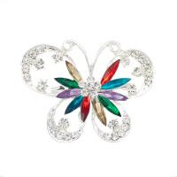 Zinc Alloy Jewelry Brooch, plated, fashion jewelry & for woman & with rhinestone, multi-colored 