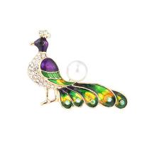 Zinc Alloy Jewelry Brooch, plated, fashion jewelry & for woman & with rhinestone, grass green 