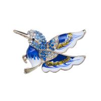 Zinc Alloy Jewelry Brooch, plated, fashion jewelry & for woman & with rhinestone, blue 