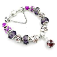 Europeo pulseras de cristal mixto, aleación de zinc, chapado, Joyería & diverso tamaño para la opción & para mujer & con diamantes de imitación, libre de níquel, plomo & cadmio, Vendido por Sarta