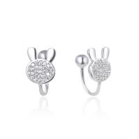 Pendiente de plata cubic zirconia Micro Pave Sterling, Plata de ley 925, Dibujos animados, chapado en platina real, micro arcilla de zirconia cúbica & para mujer, 8x13.2mm, Vendido por Par