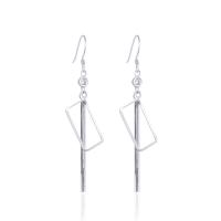 Silver Earring Zircon pavent Sterling, Argent sterling 925, Motif géométrique, Plaqué de platine, pavé de micro zircon & pour femme & creux Vendu par paire