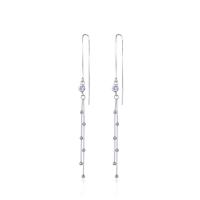 Silver Earring Zircon pavent Sterling, Argent sterling 925, Plaqué de platine, pavé de micro zircon & pour femme Vendu par paire