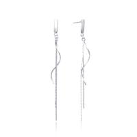 Moda flecos pendientes, Plata de ley 925, chapado en platina real, con ganancia de plástico & Joyería & para mujer, 2.8x76.6mm, Vendido por Par