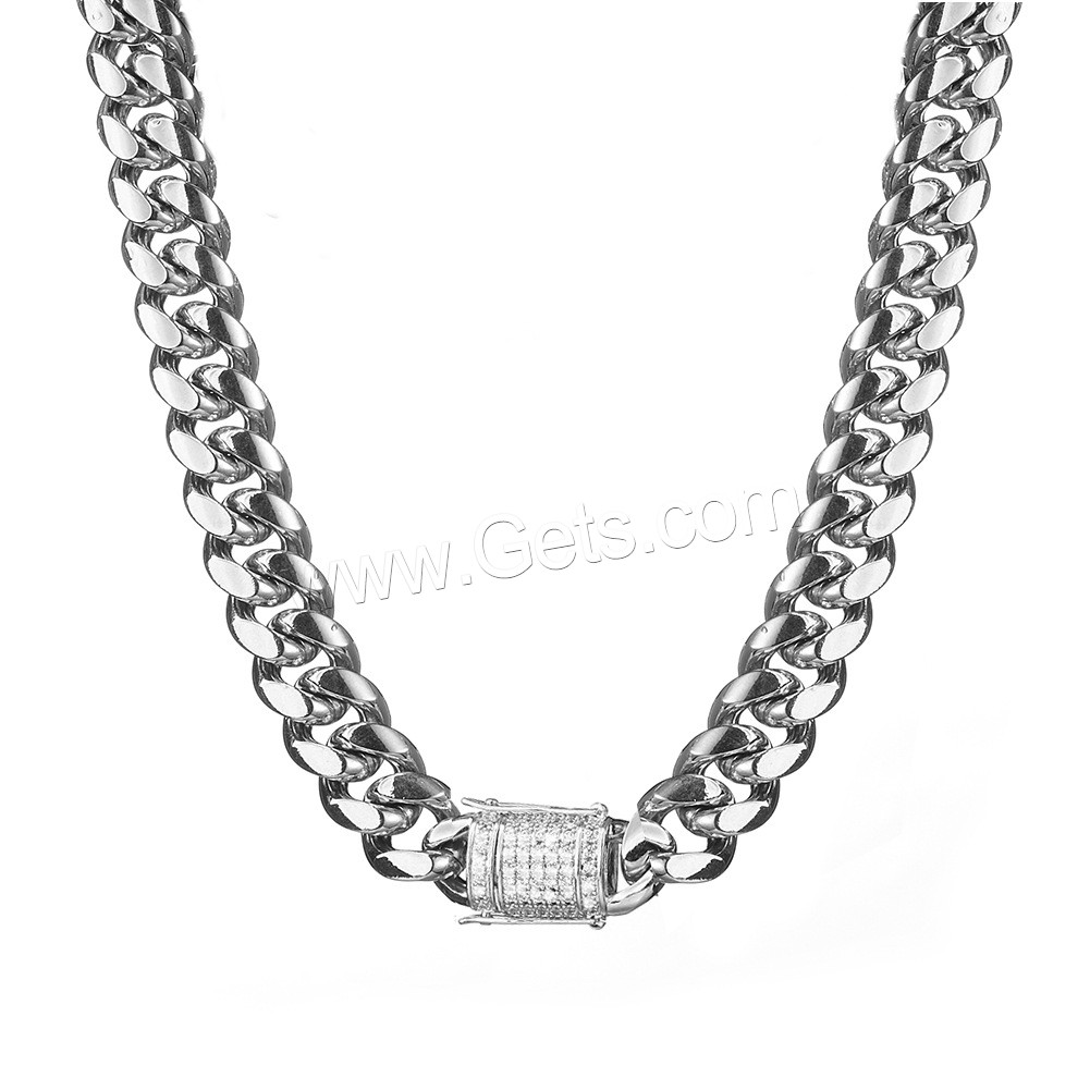 Stainless Steel Sweater Chain Necklace, plated, different size for choice & for man & with rhinestone, metallic color plated, Sold By PC