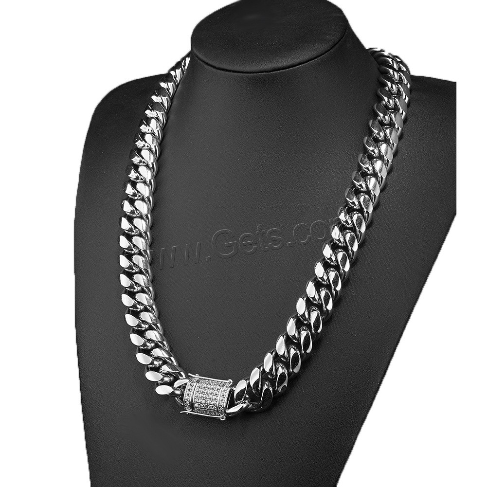 Stainless Steel Sweater Chain Necklace, plated, different size for choice & for man & with rhinestone, metallic color plated, Sold By PC