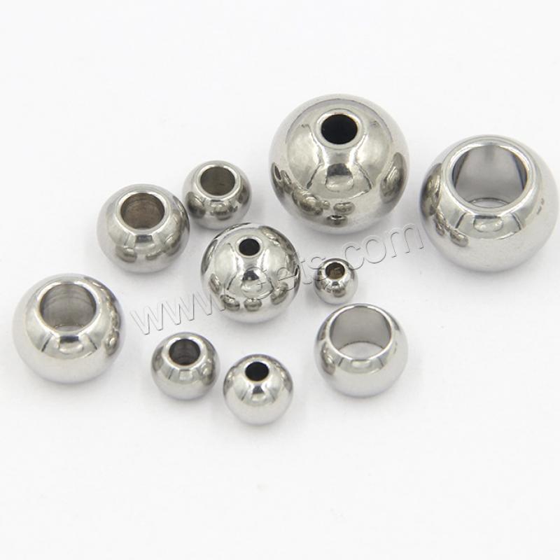 Stainless Steel Beads, Round, polished, DIY & different size for choice, original color, Sold By PC