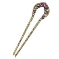 Hair Stick, Zinc Alloy, plated, fashion jewelry & for woman & with rhinestone nickel, lead & cadmium free 