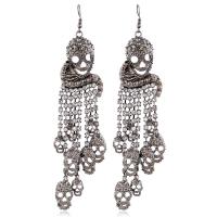 Moda flecos pendientes, aleación de zinc, chapado, Joyería & para mujer, más colores para la opción, libre de níquel, plomo & cadmio, 135x30mm, Vendido por Par