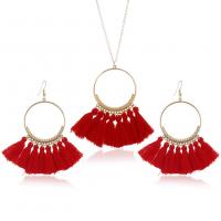 ensembles de bijoux de mode en alliage zinc, alliage de zinc, collier de chaîne de chandail & boucle d'oreille, avec Fil de coton, Placage, 2 pièces & pour femme, plus de couleurs à choisir, protéger l'environnement, sans nickel, plomb et cadmium 0c Vendu par fixé