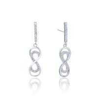 Silver Earring Zircon pavent Sterling, Argent sterling 925, Numéro 8, Placage de couleur argentée, avec earnut en plastique & pavé de micro zircon & pour femme & creux Vendu par paire