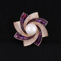 Boucle de foulard, laiton, avec Shell Pearl, Placage, pavé de micro zircon & pour femme, plus de couleurs à choisir, 30mm, Vendu par PC