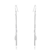 Moda flecos pendientes, Plata de ley 925, chapado en color de plata, cadena de caja & para mujer, 2.7x65.3mm, Vendido por Par