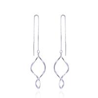 Fil d'argent Sterling Grâce Boucles d'oreilles, Argent sterling 925, Motif géométrique, Plaqué de platine, chaîne de boîte & pour femme & creux Vendu par paire