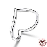 Anillo de Plata Ley, Plata de ley 925, Corazón, chapado en platina real, diverso tamaño para la opción & micro arcilla de zirconia cúbica & para mujer, 2mm, tamaño:6-8, Vendido por UD