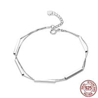 Pulseras de Plata Estelina, Plata de ley 925, chapado en platina real, cadena de caja & para mujer, longitud:aproximado 7.8 Inch, Vendido por Sarta