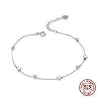 Pulseras de Plata Estelina, Plata de ley 925, Estrella, chapado en platina real, cadena de caja & para mujer, longitud:aproximado 7.8 Inch, Vendido por Sarta