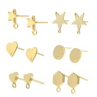 Clou boucle d'oreille en laiton, laiton puce boucle d'oreille, Placage de couleur d'or, DIY & styles différents pour le choix, couleur métallique plaquée     10mm, Vendu par paire