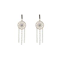 Moda flecos pendientes, aleación de zinc, chapado, Joyería & para mujer & con circonia cúbica, libre de níquel, plomo & cadmio, 77mm, Vendido por Par