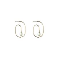 Boucle d'oreille en alliage de zinc en plastique perle, avec perle de plastique, Placage, bijoux de mode & pour femme, protéger l'environnement, sans nickel, plomb et cadmium, 39mm, Vendu par paire