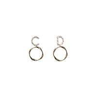 Asymmetric Earrings, Zinc Alloy, plated, fashion jewelry & for woman & with cubic zirconia, nickel, lead & cadmium free, 48mm 