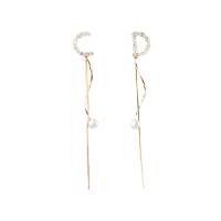 Asymmetric Earrings, Zinc Alloy, plated, fashion jewelry & for woman & with rhinestone, nickel, lead & cadmium free, 95mm 