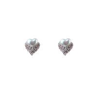 Boucle d'oreille en alliage de zinc en plastique perle, avec perle de plastique, Placage, bijoux de mode & pour femme, protéger l'environnement, sans nickel, plomb et cadmium, 19mm, Vendu par paire