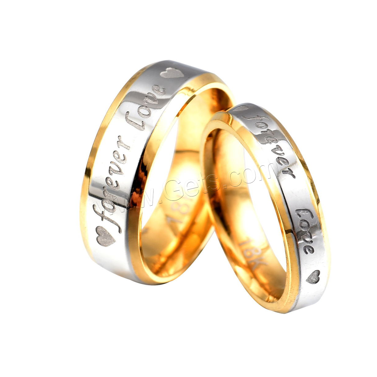 Anillos de Acero Inoxidable, chapado, diverso tamaño para la opción & con el patrón de la letra & para la pareja, más colores para la opción, Vendido por UD