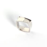 Bague en argent , Argent sterling 925, Carré, Plaqué de platine, unisexe & réglable Vendu par PC