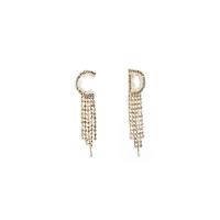 Moda flecos pendientes, aleación de zinc, chapado, Joyería & para mujer & con circonia cúbica, libre de níquel, plomo & cadmio, 52mm, Vendido por Par