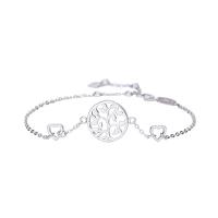 Pulseras de Plata Estelina, Plata de ley 925, Árbol de la vida, chapado en platina real, cadena oval & para mujer & hueco, 20x14.8mm, longitud:aproximado 8.85 Inch, Vendido por Sarta