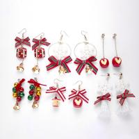 Pendientes de Navidad, aleación de zinc, con paño, chapado, Joyería & diferentes estilos para la opción & para mujer, más colores para la opción, libre de níquel, plomo & cadmio, Vendido por Par