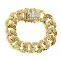 Zinc Alloy Rhinestone Bracelets, plated, fashion jewelry & for man & with rhinestone nickel, lead & cadmium free 