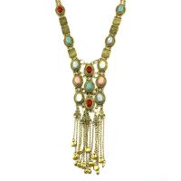 Fashion Fringe Necklace, Zinc Alloy, with turquoise, plated, Bohemian style & for woman Approx 19.6 Inch 