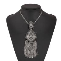 Fashion Fringe Necklace, Zinc Alloy, plated, fashion jewelry & for woman & with rhinestone nickel, lead & cadmium free .9 Inch 