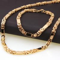 Fashion Stainless Steel Jewelry Sets, bracelet & necklace, for man, gold, 6*550mm,6*220mm 