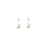 Boucle d'oreille en alliage de zinc en plastique perle, avec perle de plastique, Placage, bijoux de mode & pour femme, plus de couleurs à choisir, protéger l'environnement, sans nickel, plomb et cadmium, 16mm, Vendu par paire