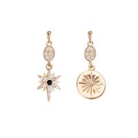 Asymmetric Earrings, Brass, plated, fashion jewelry & for woman & with cubic zirconia  