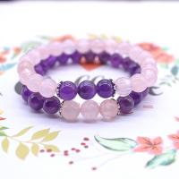 Quarz Armbänder, Amethyst, mit Rosenquarz & Zinklegierung, unisex, keine, 190x8mm, verkauft von PC