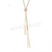 Collier en acier inoxydable Pull, Placage, bijoux de mode & pour femme, couleur or rose Environ 20.08 pouce, Vendu par brin