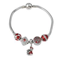 Bracelet en acier inoxydable, émail & avec strass, rouge Environ 7.5 pouce, Vendu par brin