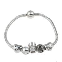 Bracelet en acier inoxydable, émail & avec strass .5 pouce, Vendu par brin