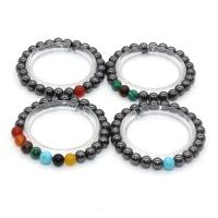 Hematite Pulsera, Esférico, elástico & unisexo, más colores para la opción, 8mm, longitud:aproximado 7 Inch, Vendido por Sarta