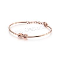 Bracelet en acier inoxydable, Numéro 8, Placage, pavé de micro zircon & pour femme, plus de couleurs à choisir, 2mm, Diamètre inté Environ Vendu par PC