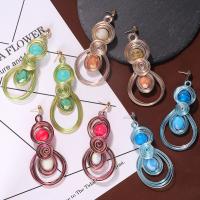 Glass Zinc Alloy Earring, with Glass Gemstone, plated, fashion jewelry & for woman 