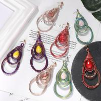 Glass Zinc Alloy Earring, with Glass Gemstone, plated, fashion jewelry & for woman 