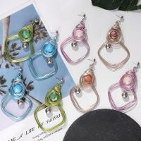 Glass Zinc Alloy Earring, with Glass Gemstone, plated, fashion jewelry & for woman 