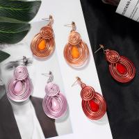 Glass Zinc Alloy Earring, with Glass Gemstone, plated, fashion jewelry & for woman 