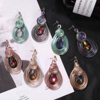 Glass Zinc Alloy Earring, with Glass Gemstone, plated, fashion jewelry & for woman 