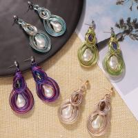 Glass Zinc Alloy Earring, with Glass Gemstone, plated, fashion jewelry & for woman 